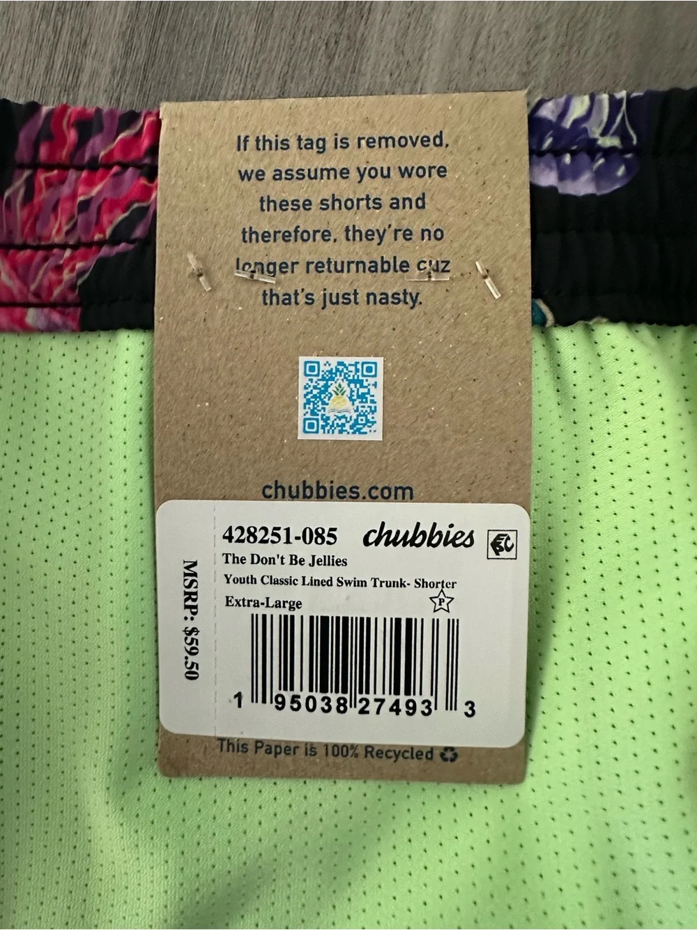 Chubbies The Don't Be Jellies Youth Classic Lined Swim Trunk